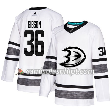 Camisola Anaheim Ducks John Gibson 36 2019 All-Star Adidas Branco Authentic - Homem